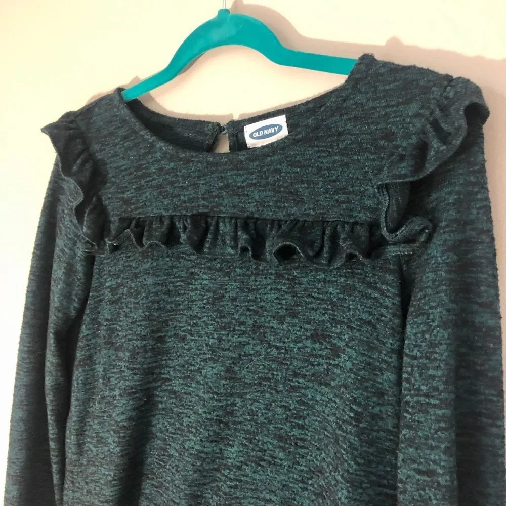 Teal Green Holiday Ruffle Old Navy Sweater - Girls XL 14